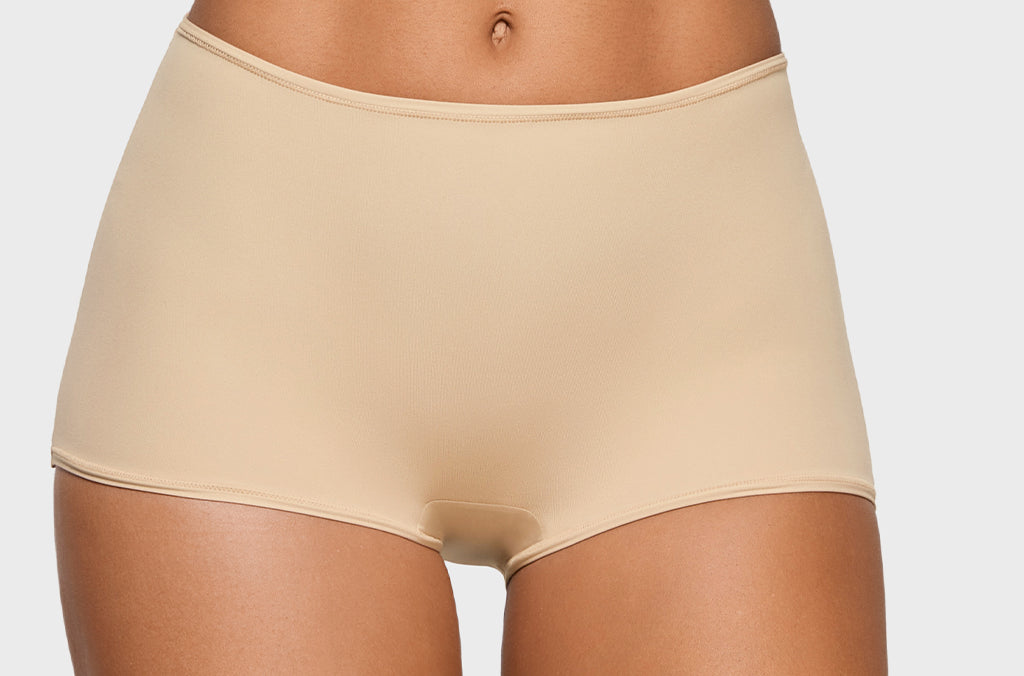 Women's Inbarely® Plus Mid Waist Boy Shorts 3 Pack Light Oatmeal (3pack)