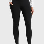 Women's Water-resistant Fleece Lined Pocket Leggings 28" Black