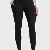 Women's Water-resistant Fleece Lined Pocket Leggings 28" Black