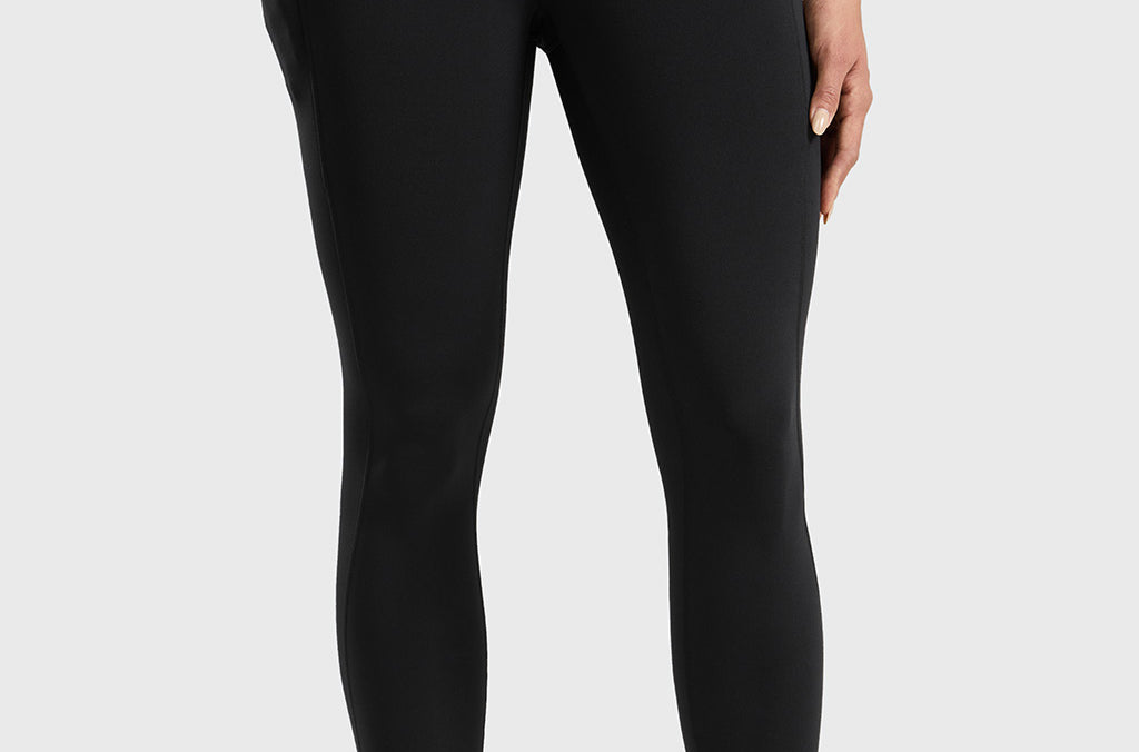 Women's Water-resistant Fleece Lined Pocket Leggings 28" Black