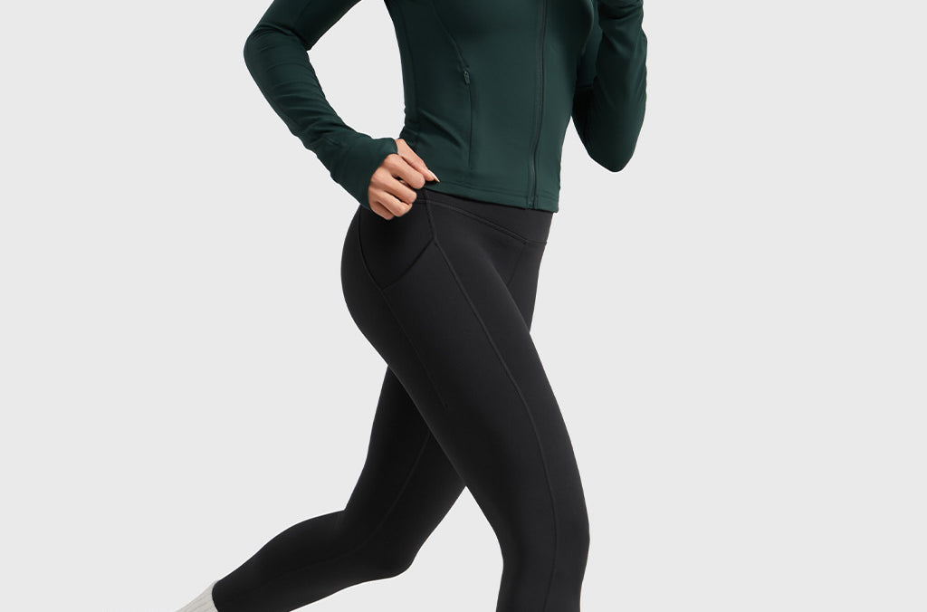 Women's Water-resistant Fleece Lined Pocket Leggings 28" Black