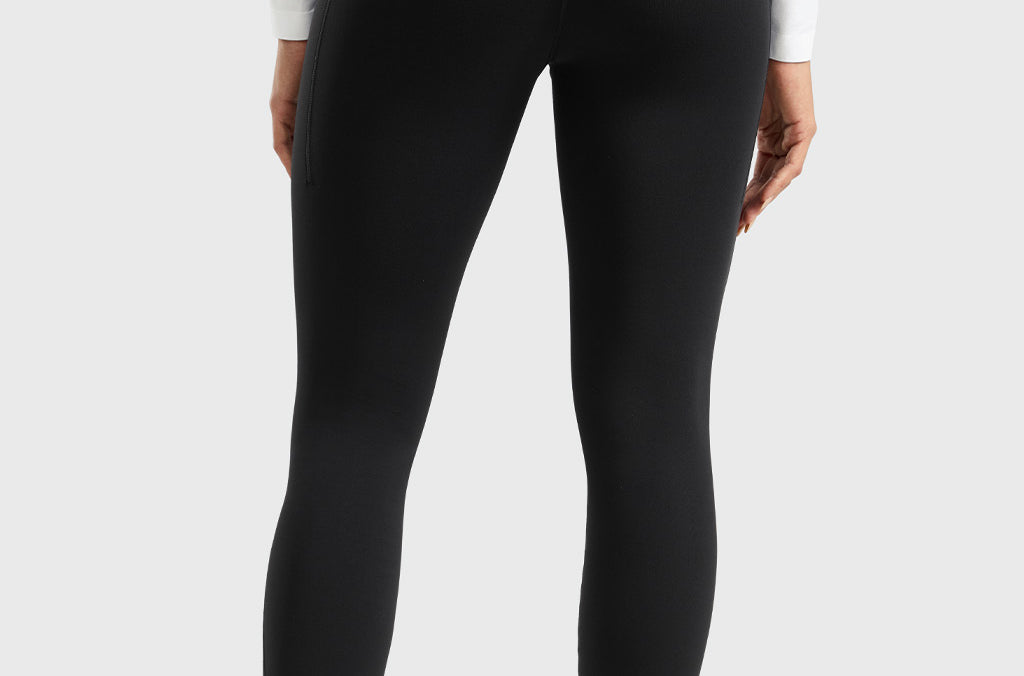 Women's Water-resistant Fleece Lined Pocket Leggings 28" Black
