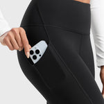 Women's Water-resistant Fleece Lined Pocket Leggings 28" Black