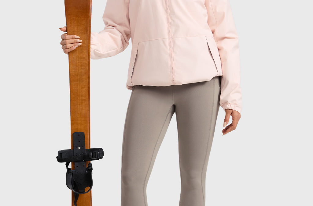 Women's Water-resistant Fleece Lined Pocket Leggings 28" Creamy Latte
