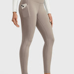 Women's Water-resistant Fleece Lined Pocket Leggings 28" Creamy Latte