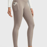 Women's Water-resistant Fleece Lined Pocket Leggings 28" Creamy Latte