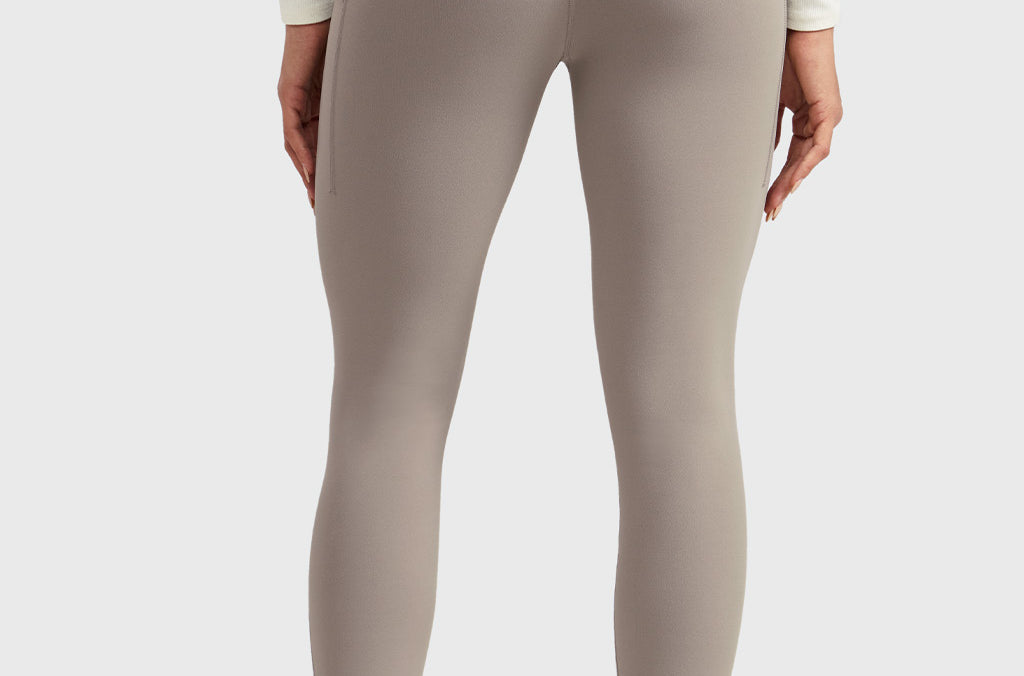 Women's Water-resistant Fleece Lined Pocket Leggings 28" Creamy Latte