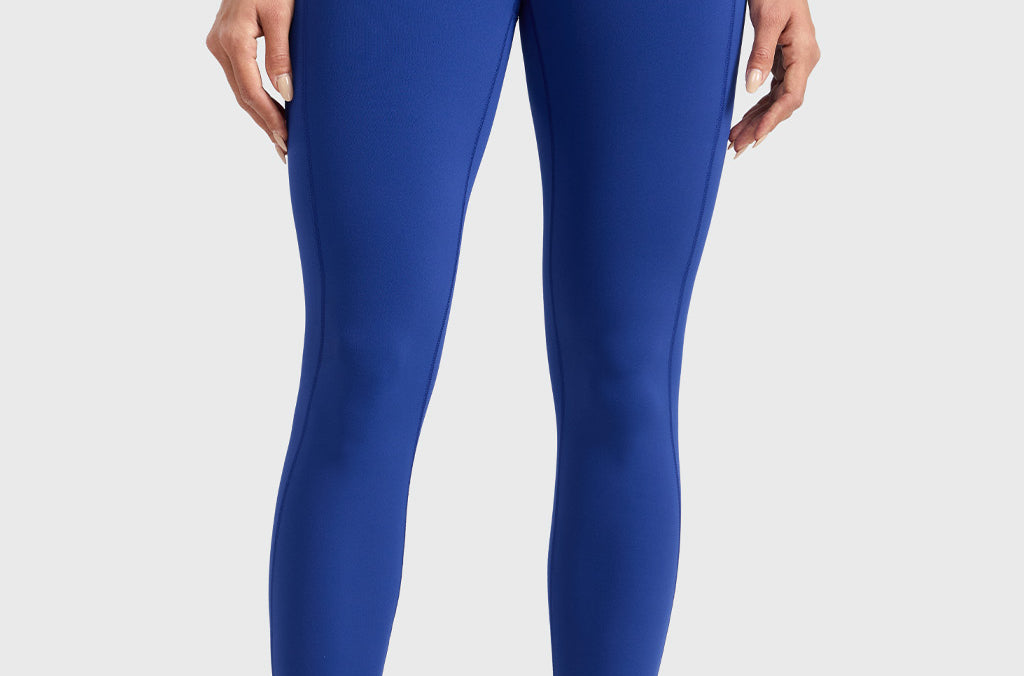 Women's Water-resistant Fleece Lined Pocket Leggings 28" Waves Blue