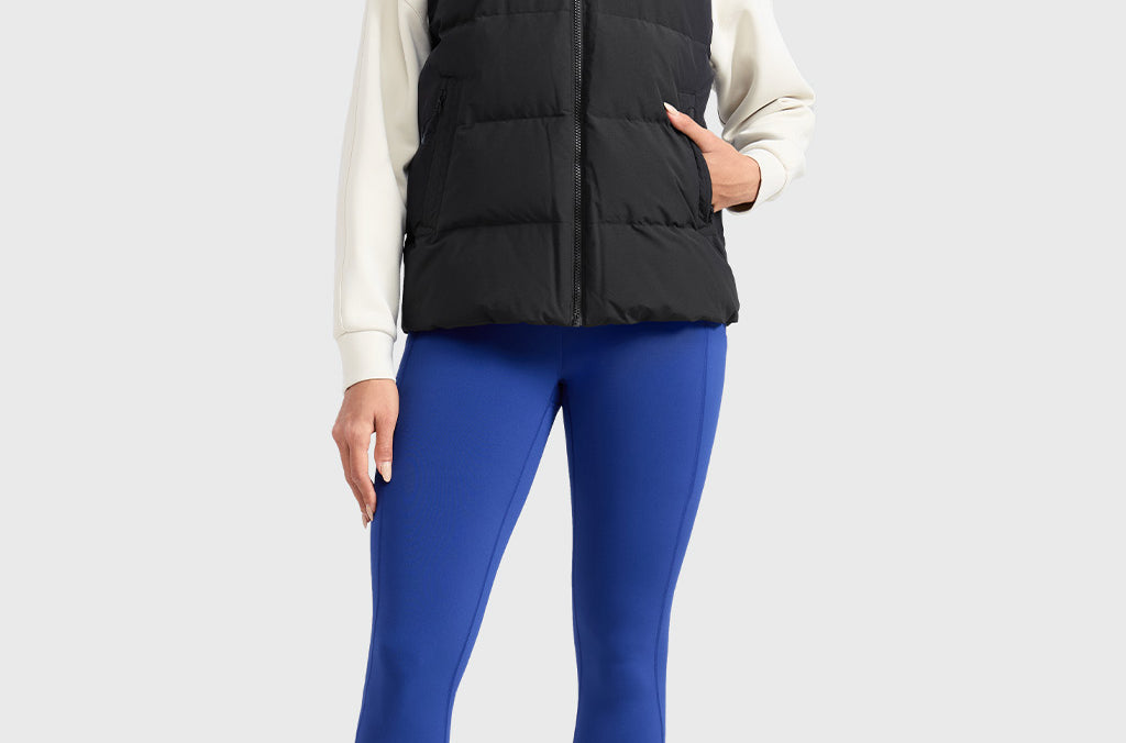 Women's Water-resistant Fleece Lined Pocket Leggings 28" Waves Blue
