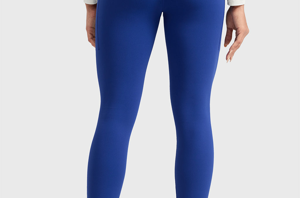 Women's Water-resistant Fleece Lined Pocket Leggings 28" Waves Blue