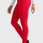 Women's Water-resistant Fleece Lined Pocket Leggings 28" Aurora Red