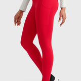 Women's Water-resistant Fleece Lined Pocket Leggings 28" Aurora Red