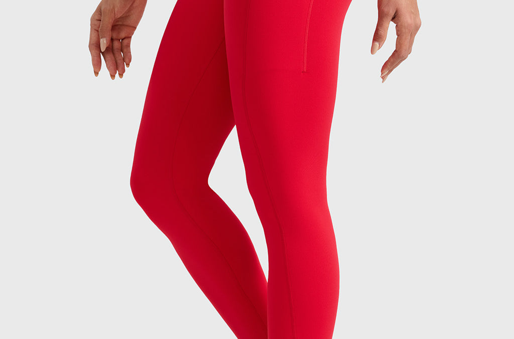 Women's Water-resistant Fleece Lined Pocket Leggings 28" Aurora Red