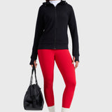 Women's Water-resistant Fleece Lined Pocket Leggings 28" Aurora Red
