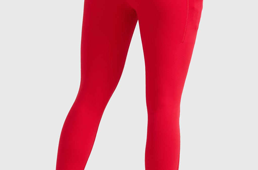 Women's Water-resistant Fleece Lined Pocket Leggings 28" Aurora Red