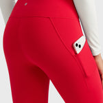 Women's Water-resistant Fleece Lined Pocket Leggings 28" Aurora Red