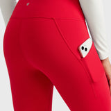 Women's Water-resistant Fleece Lined Pocket Leggings 28" Aurora Red