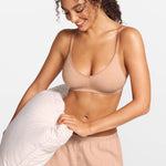 SOULVOR V-Neck Wireless unpadded Bralette Light Khaki Heather