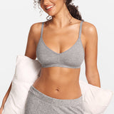 SOULVOR V-Neck Wireless unpadded Bralette Light Khaki Heather