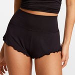 Modal Ribbed Fold Over Pleated Sleep Shorts Sweet Pink