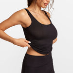 Modal Ribbed Fold Over Pleated Sleep Shorts Black