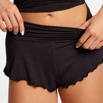 Modal Ribbed Fold Over Pleated Sleep Shorts Sweet Pink