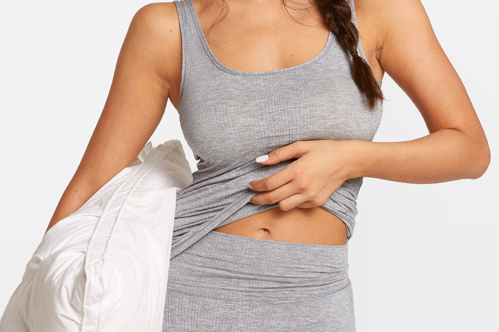 Modal Ribbed Fold Over Pleated Sleep Shorts Moon Heather Grey