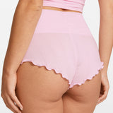 Modal Ribbed Fold Over Pleated Sleep Shorts Sweet Pink