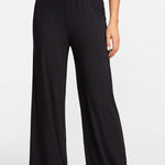 Modal Ribbed Wide Leg Casual Pants Light Khaki Heather