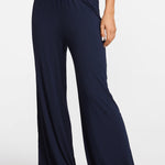 Modal Ribbed Wide Leg Casual Pants Moon Heather Grey