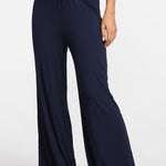 Modal Ribbed Wide Leg Casual Pants Deep Ocean Blue @model_info:ES2