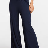 Modal Ribbed Wide Leg Casual Pants Deep Ocean Blue @model_info:ES2