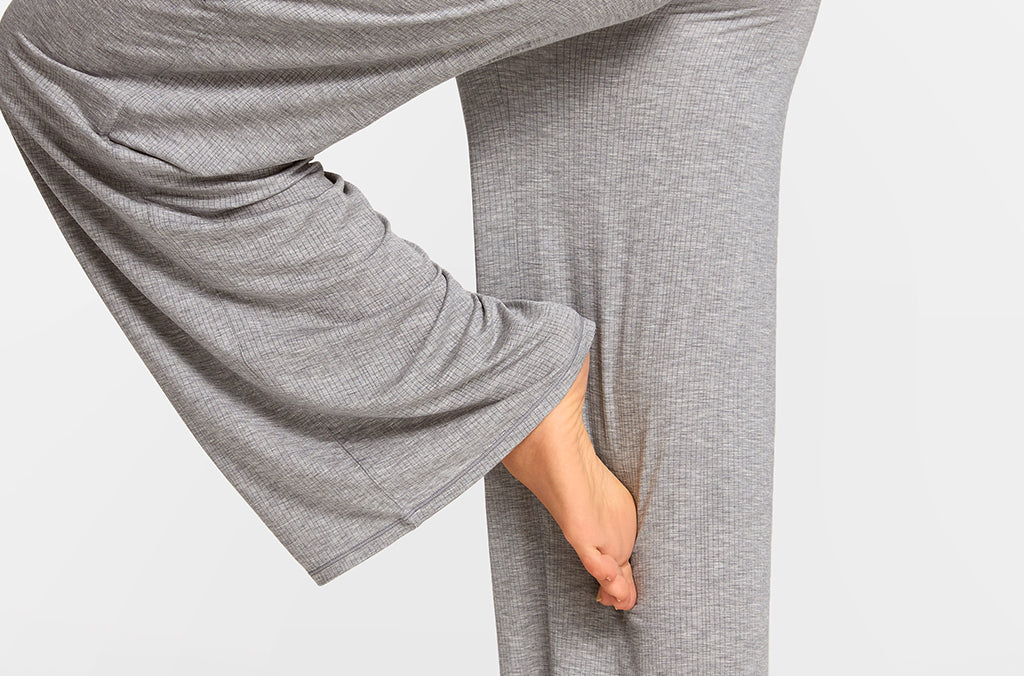 Modal Ribbed Wide Leg Casual Pants Twilight Gray