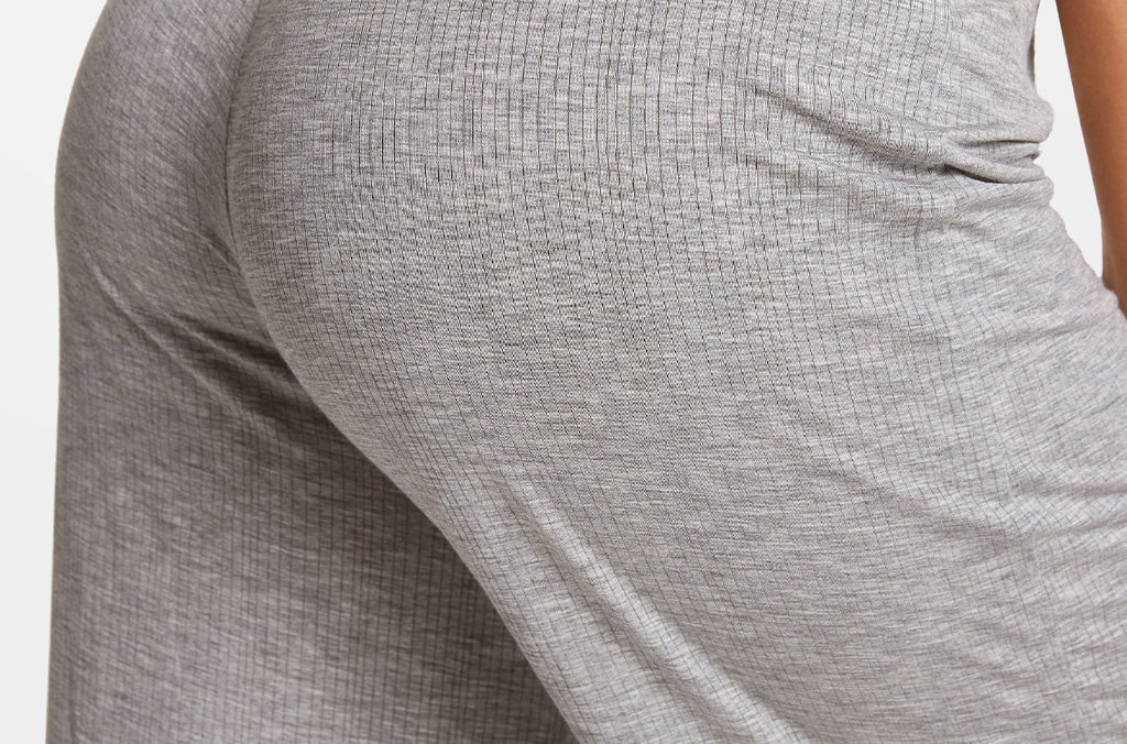 Modal Ribbed Wide Leg Casual Pants Twilight Gray