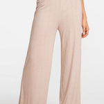 Modal Ribbed Wide Leg Casual Pants Light Khaki Heather @model_info:ES1