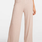 Modal Ribbed Wide Leg Casual Pants Light Khaki Heather @model_info:ES1