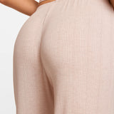 Modal Ribbed Wide Leg Casual Pants Light Khaki Heather