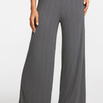 Modal Ribbed Wide Leg Casual Pants Black