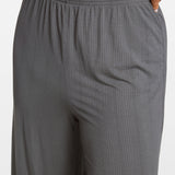 Modal Ribbed Wide Leg Casual Pants Black