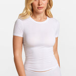 Modal Ribbed Short Sleeve Crew Neck T-Shirt Black