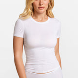 Modal Ribbed Short Sleeve Crew Neck T-Shirt Black