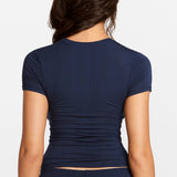 Modal Ribbed Short Sleeve Crew Neck T-Shirt White