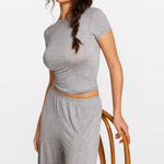 Modal Ribbed Short Sleeve Crew Neck T-Shirt White