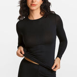 Modal Ribbed Long Sleeve Crew Neck T-Shirt Moon Heather Grey