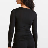 Modal Ribbed Long Sleeve Crew Neck T-Shirt Moon Heather Grey