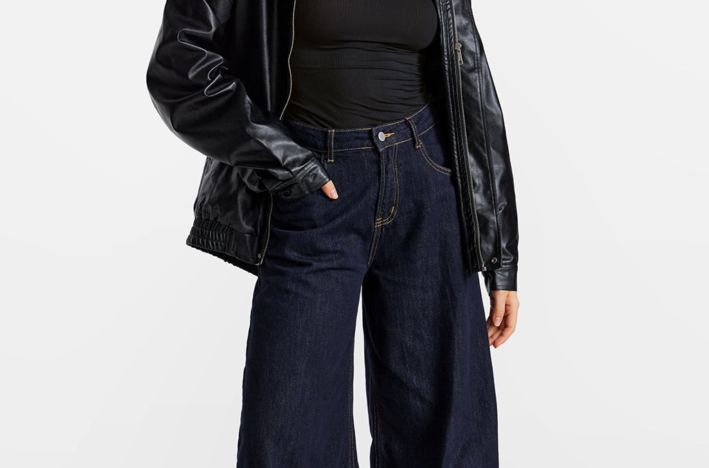 Modal Ribbed Long Sleeve Crew Neck T-Shirt Black