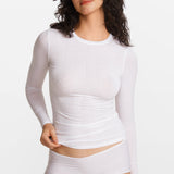 Modal Ribbed Long Sleeve Crew Neck T-Shirt Twilight Gray