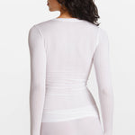 Modal Ribbed Long Sleeve Crew Neck T-Shirt Deep Ocean Blue