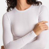 Modal Ribbed Long Sleeve Crew Neck T-Shirt Deep Ocean Blue