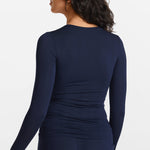 Modal Ribbed Long Sleeve Crew Neck T-Shirt Twilight Gray